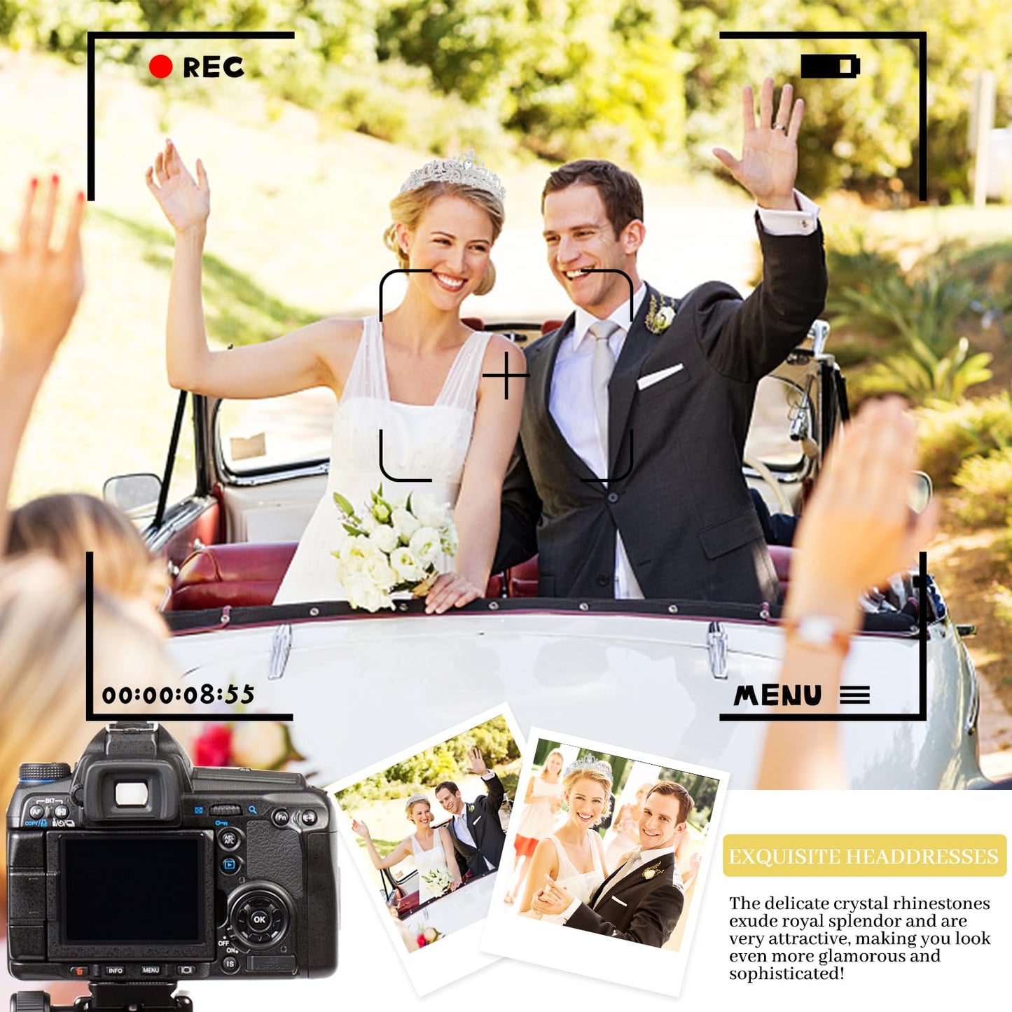 Rierousy Tiara Wedding Crown Women's Crown Bridal Crystal Crown Rhinestone Crown, Wedding Tiara for Weddings, Proms, Pageants, Princess Parties, Birthday Parties etc, 13 * 14 * 4.5cm, Non-Precious