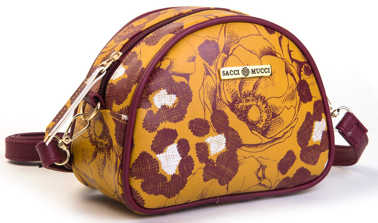 SACCI MUCCI Women's Sling Bag or Women's Cross-body Bags - Anemone Leopard (Mustered)
