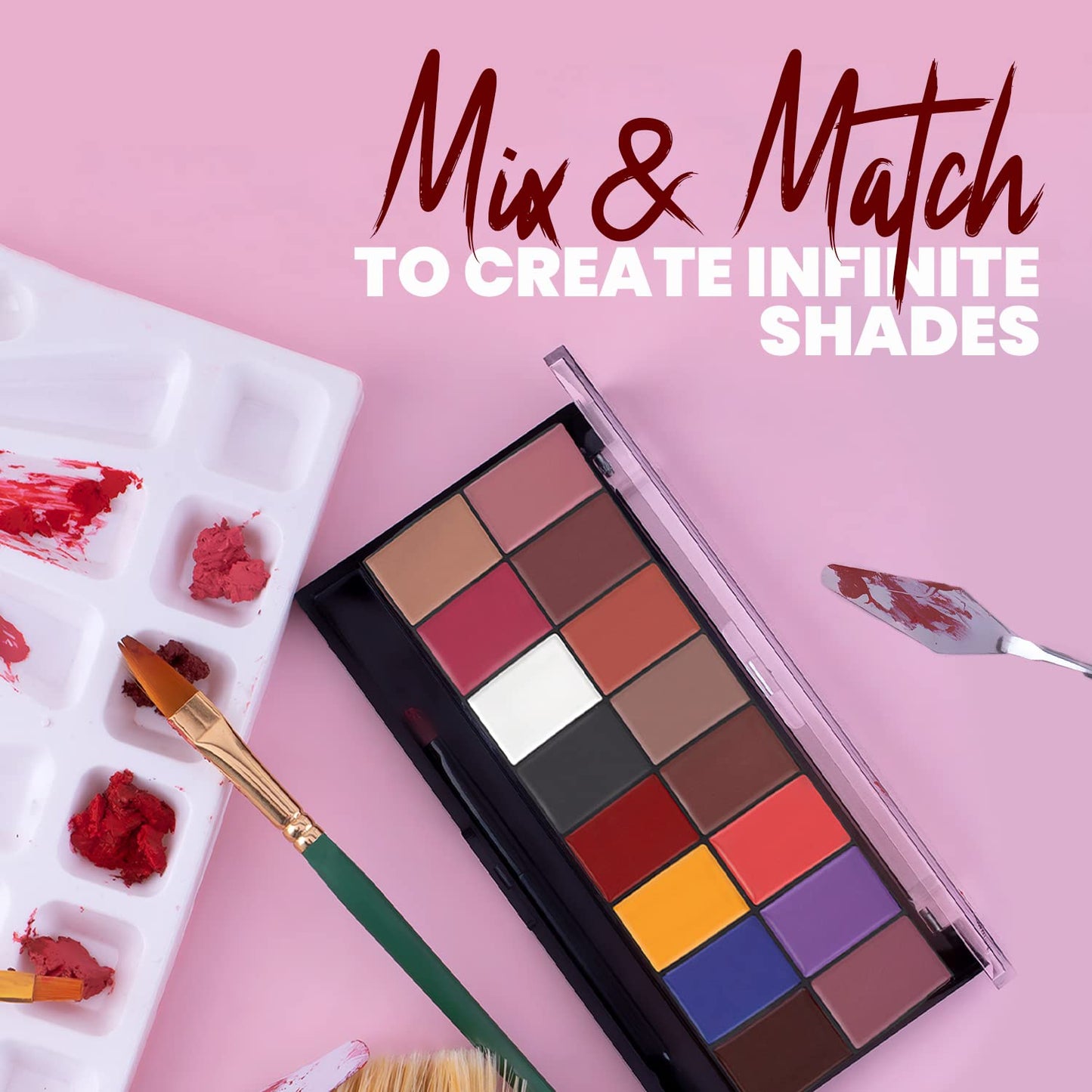 MARS Infinity Lip Palette | Demi Matte | 16 Colors to Infinte Lipstick Colors | Free Spatula cum Applicator (36.0 gm) (02-Multicolor)