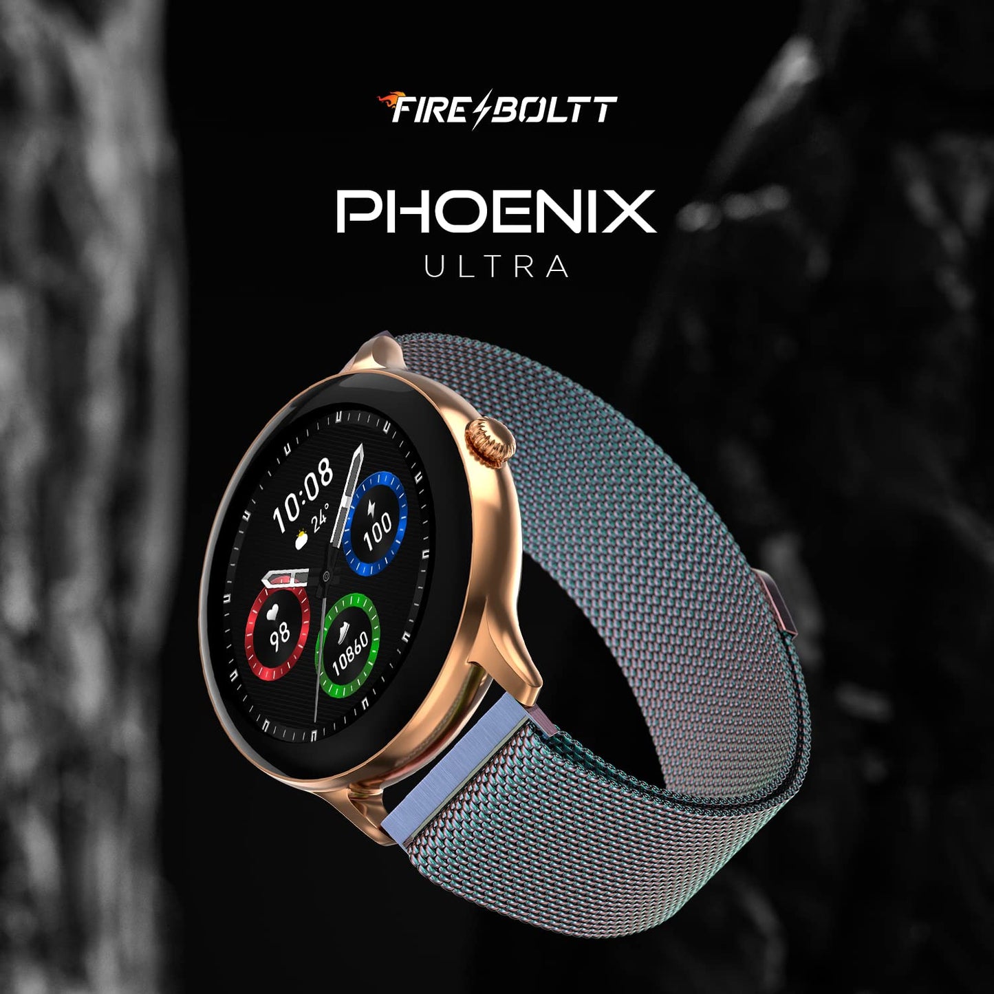 Fire-Boltt Phoenix Ultra Smart Watch 1.39” HD Display, Bluetooth Calling, AI Voice Assistant, 120 Sports Modes, IP67 Waterproof, SpO2 Monitor, Smart Watch for Man & Woman- Rainbow SS