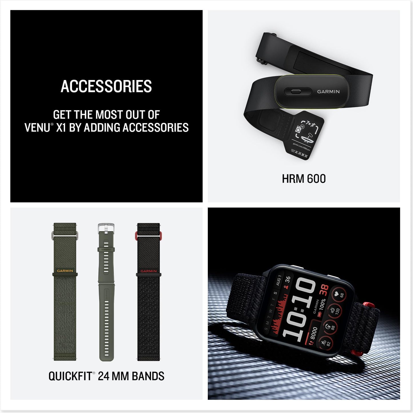 Garmin® Venu® X1, Thin and Lightweight GPS Smartwatch, AMOLED Display, Advanced Health and Fitness Features, Black with Slate Titanium Caseback and Black ComfortFit Nylon Band