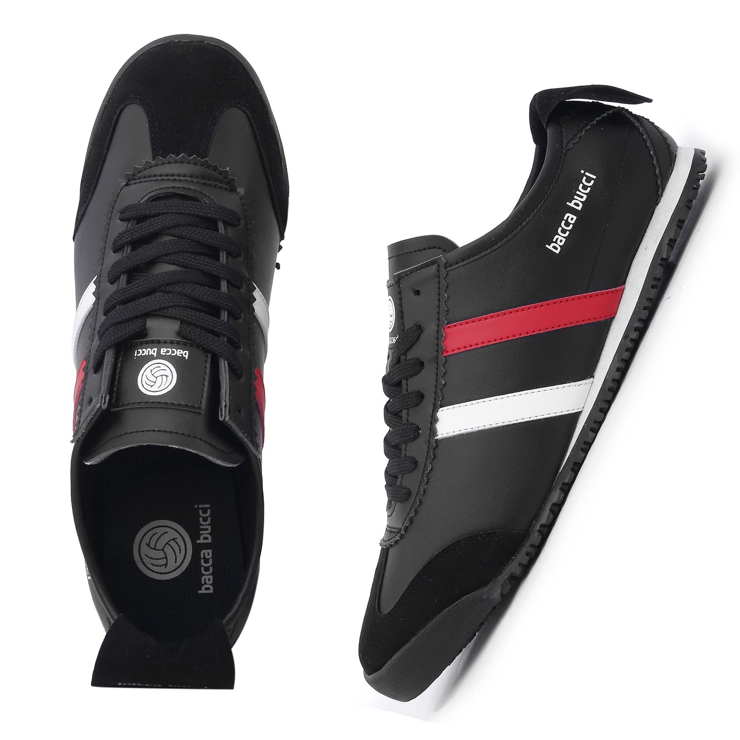 Bacca Bucci® Men Black Casual Shoes with Non Slip Canvas Rubber Sole for All Day wear- Black, Size UK6