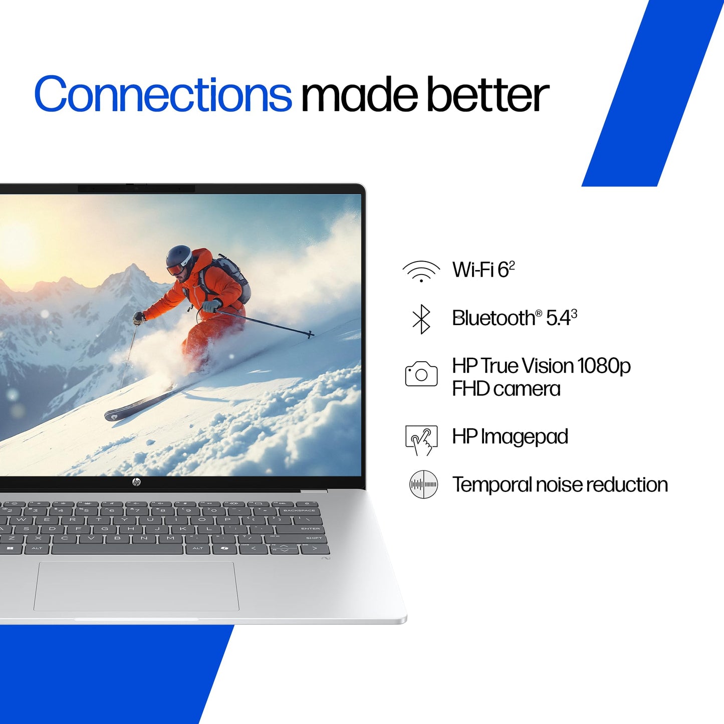 HP Omnibook 5, AMD Ryzen AI 5 340 (16GB LPDDR5x, 1TB SSD), 2k (1920 x 1200), Touch, Anti-Glare, 16''/40.6cm, Win11, M365* Office24, Silver, 1.79kg, ag1045au, FHD Camera, Backlit Laptop