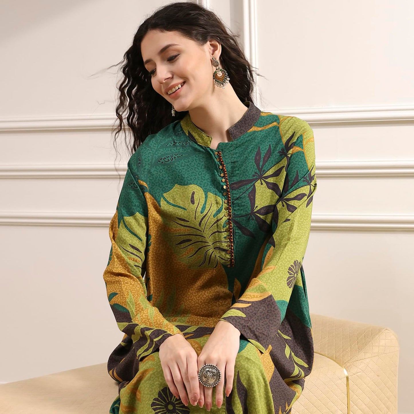 BIBA Women's Rayon Printed Straight Kurta