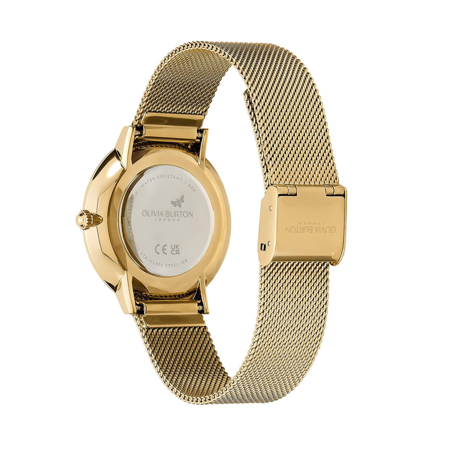 Olivia Burton Signature Butterfly Qtz Basic Light Gold Round Dial Women's Watch|Ionic Plated Thin Gold Steel Material|Gold Color Band - 24000147