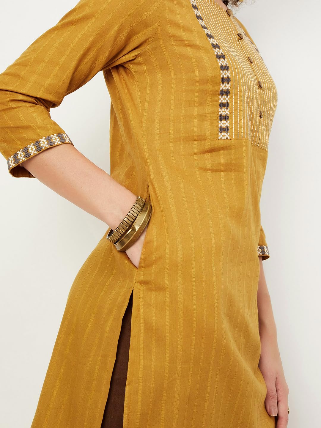 Max Women's Cotton Blend Straight Shirt (WWKI31006MUSTARD_Mustard