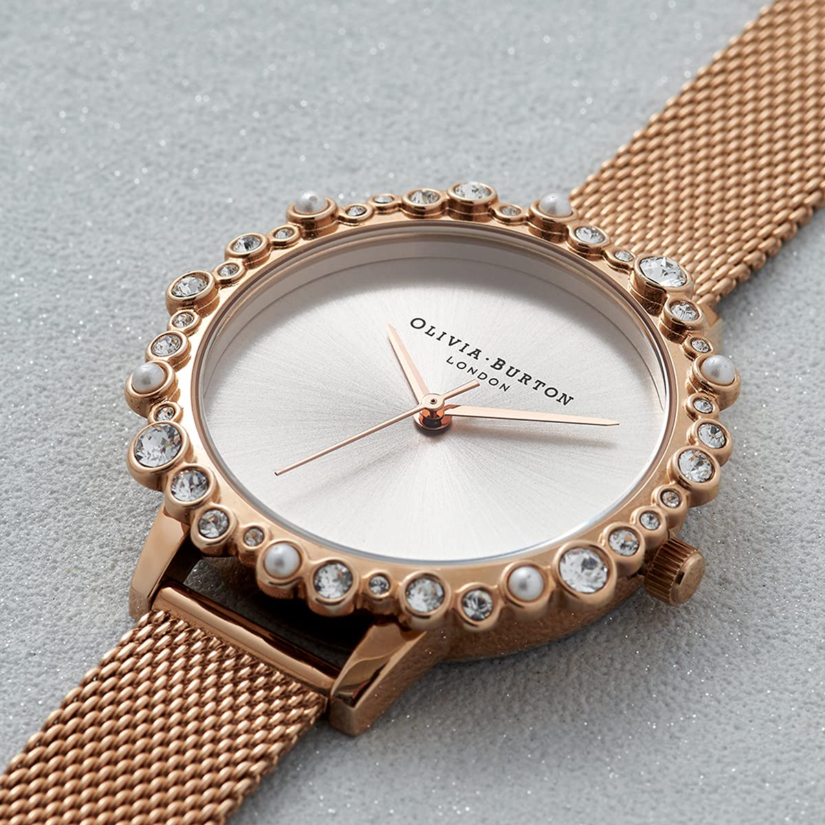 Olivia Burton Under The Sea Qtz Basic Blush Sunray Round Dial Women's Watch|Ionic Plated Pale Rose Gold Steel Material|Gold Color Band - OB16US50