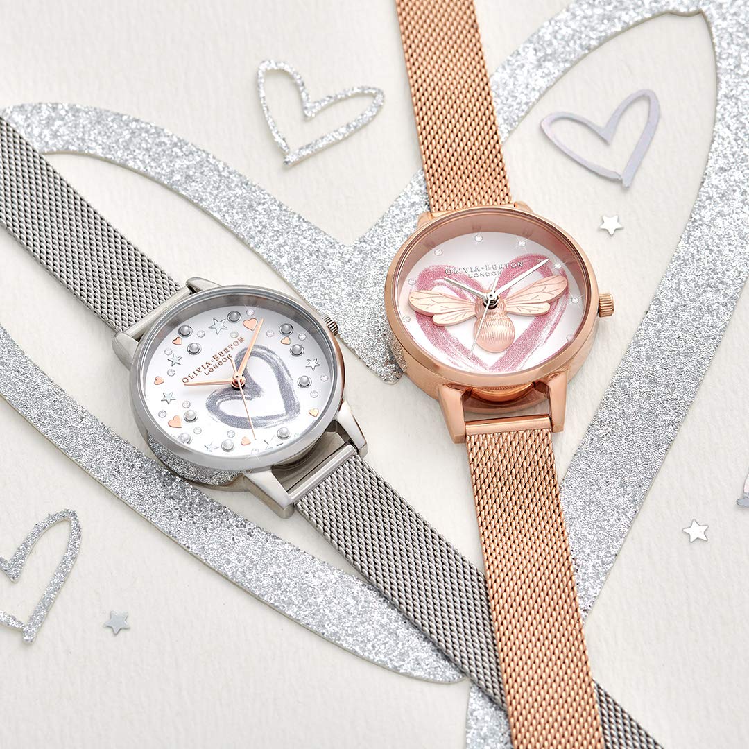Olivia Burton You Have My Heart Analog White & BEE & Stone Dial Women's Watch-OB16FB01