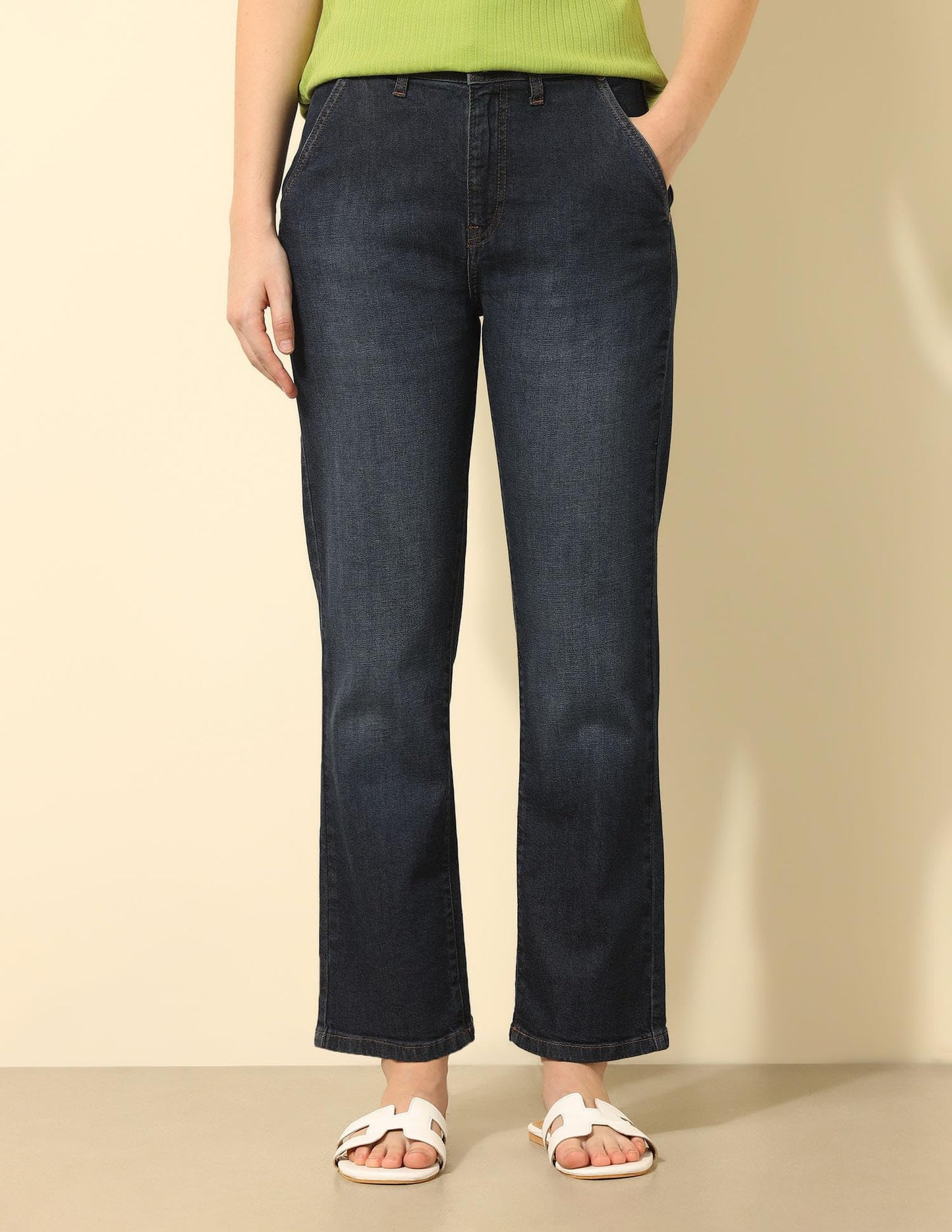 U.S. POLO ASSN. High Rise Straight Fit Jeans (UWSS25JEN317_Blue_34)