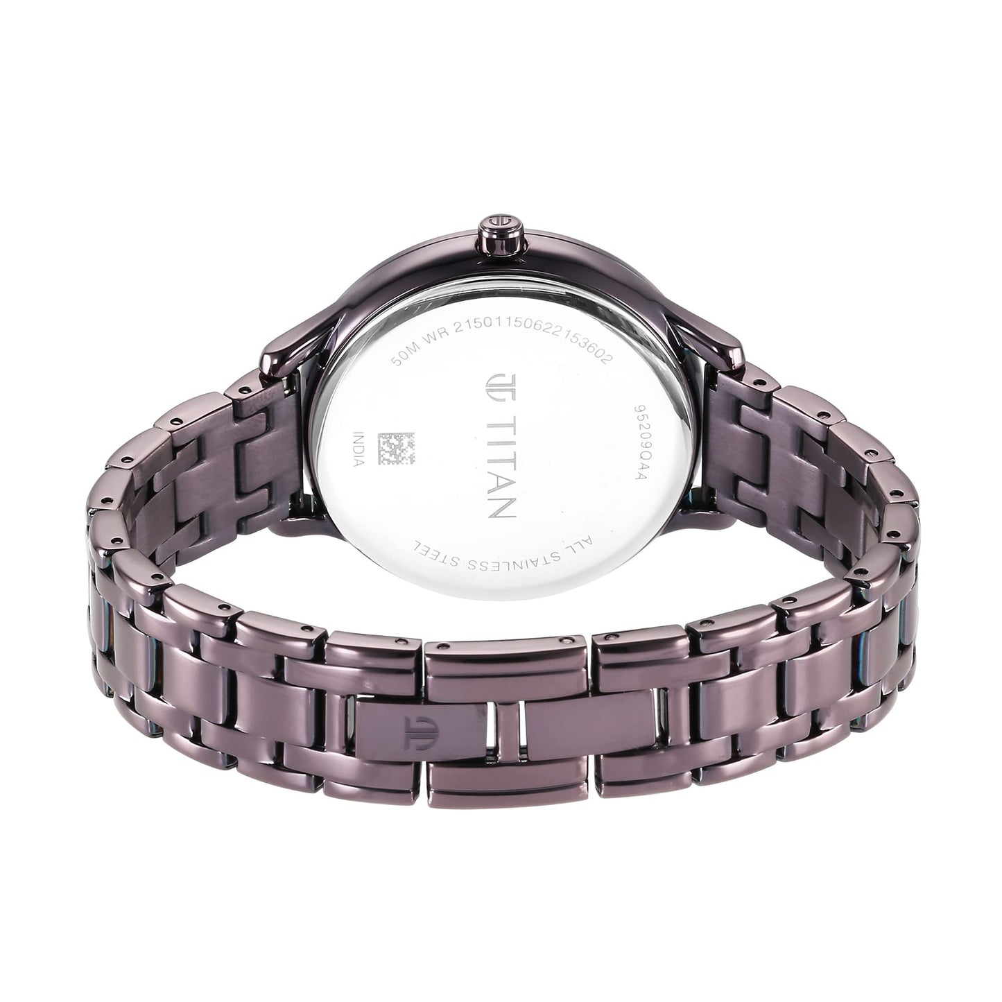 Titan Glitz Purple Dial Analog Stainless Steel Strap Watch for Women-NS95209QM01