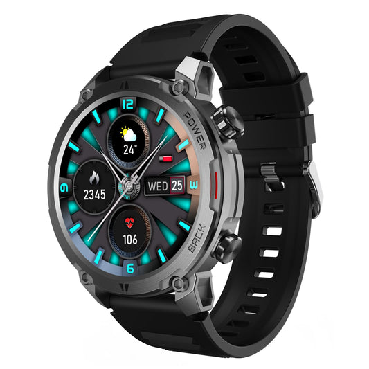 beatXP Terra 1.36” HD Display Bluetooth Calling Rugged Smart Watch, Metal Body, Functional Crown, 366 * 366px, 500 nits, 60Hz Refresh Rate, Always On Display (Electric Black)