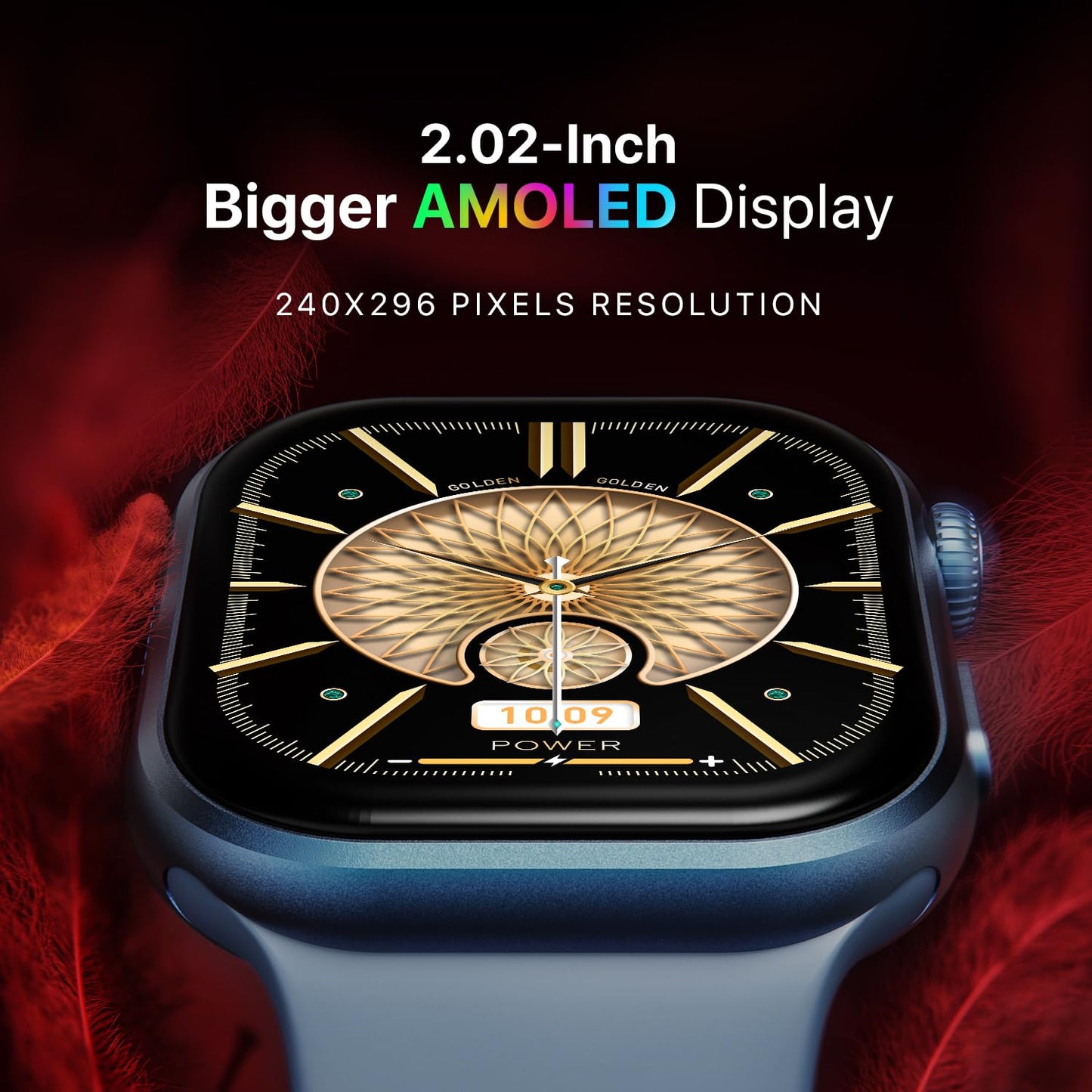 Fire-Boltt Brillia Smart Watch 2.02” Super AMOLED Display, Bluetooth Calling, SpO2, Heart Rate Monitor, 120+ Sports Modes, Fitness Tracker, Voice Assistant, Smart Watch for Man & Women– Blue