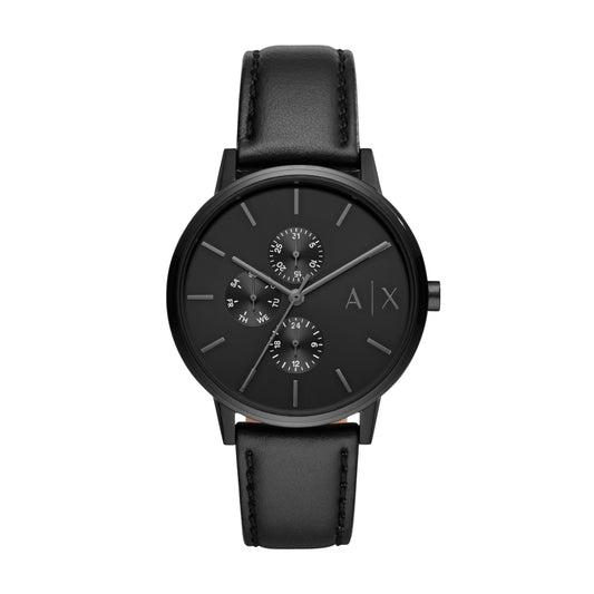 Armani Exchange Analog Black Dial Men's Watch-AX2719 Genuine Leather, Black Strap