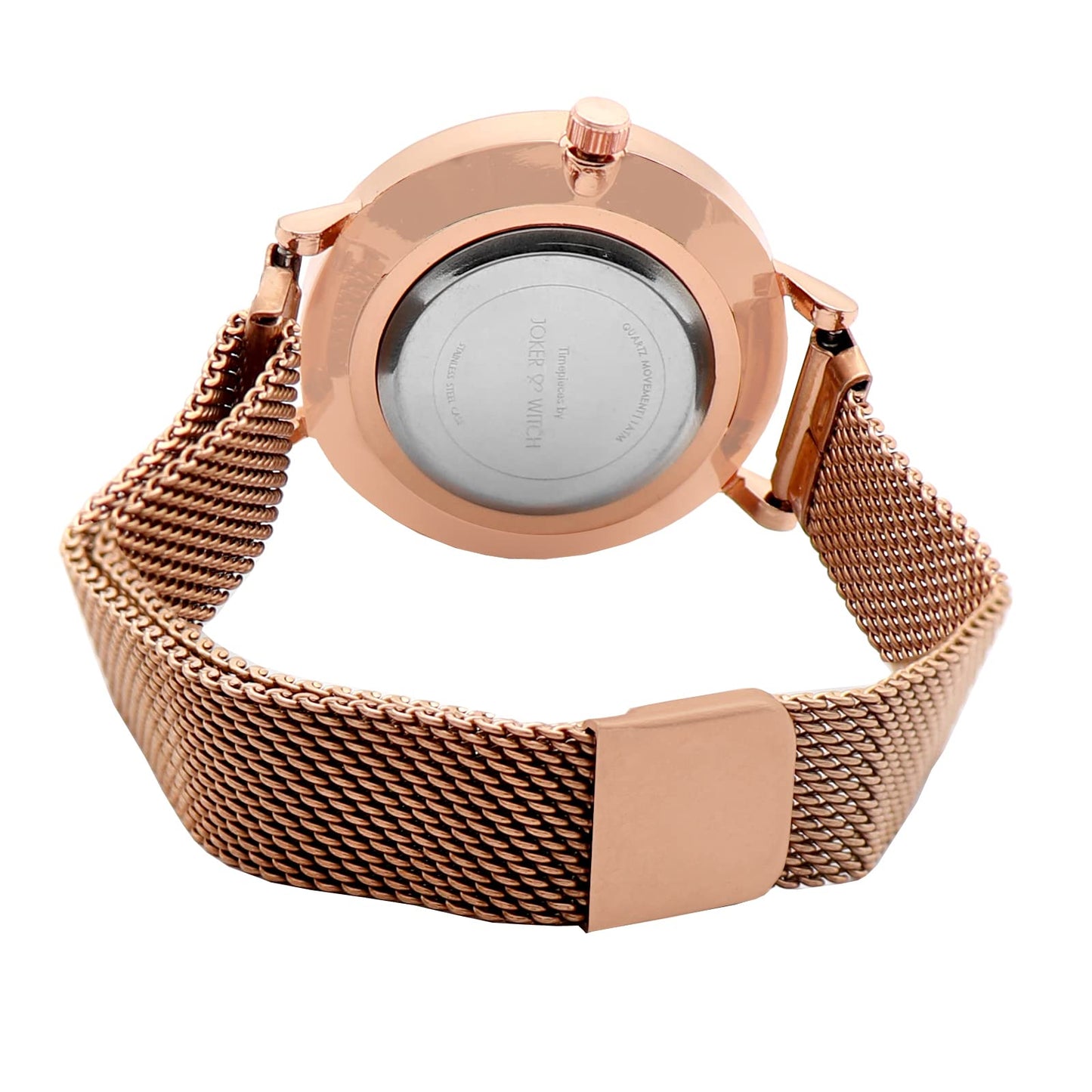 Joker & Witch Natalie White Dial 14mm Rose Gold Stainless Steel Watch for Women