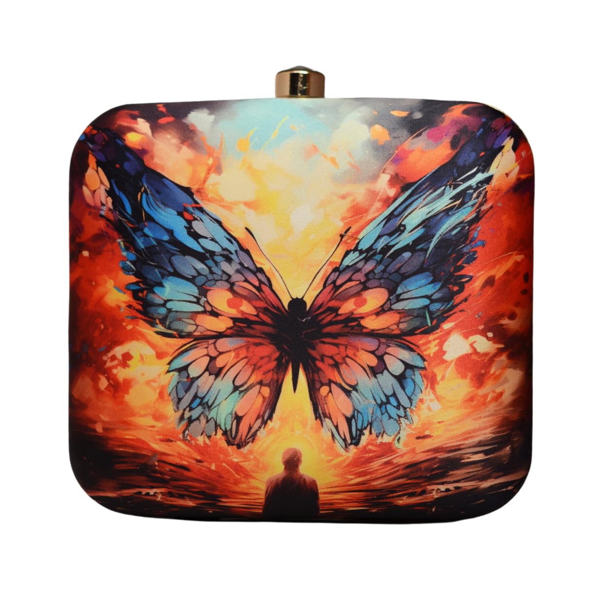 Artklim Multicoloured Butterfly Printed Clutch