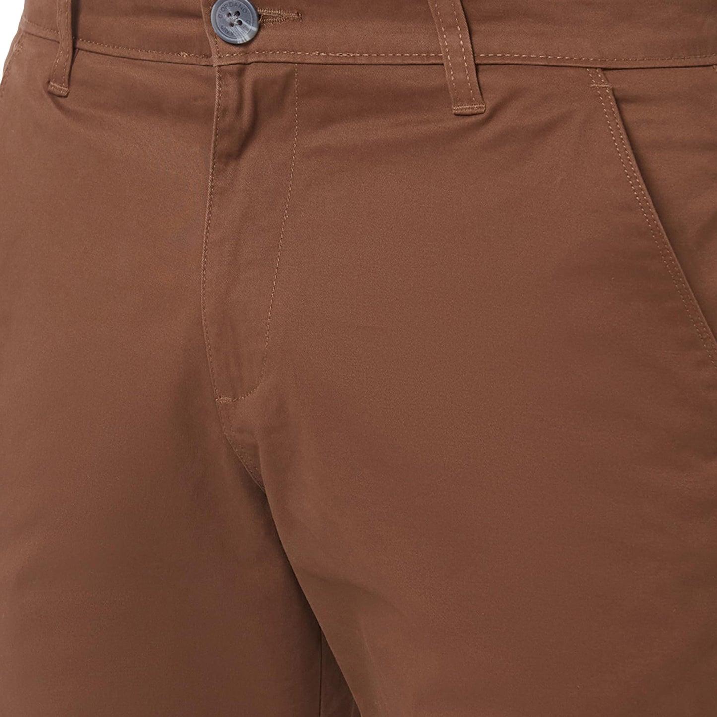 Giordano Men's Mid Rise Slim Fit Solid Knee Length Cotton 4 Pockets Brown Chino Shorts
