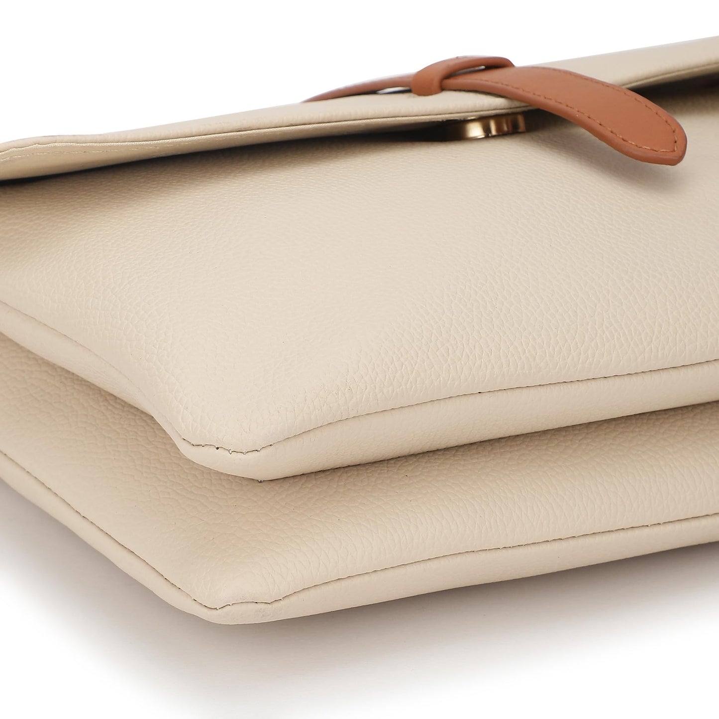 Fastrack Beige Sling | Faux-Leather Women’s Handbag | Sling with Dual Compartments & Utility Pockets