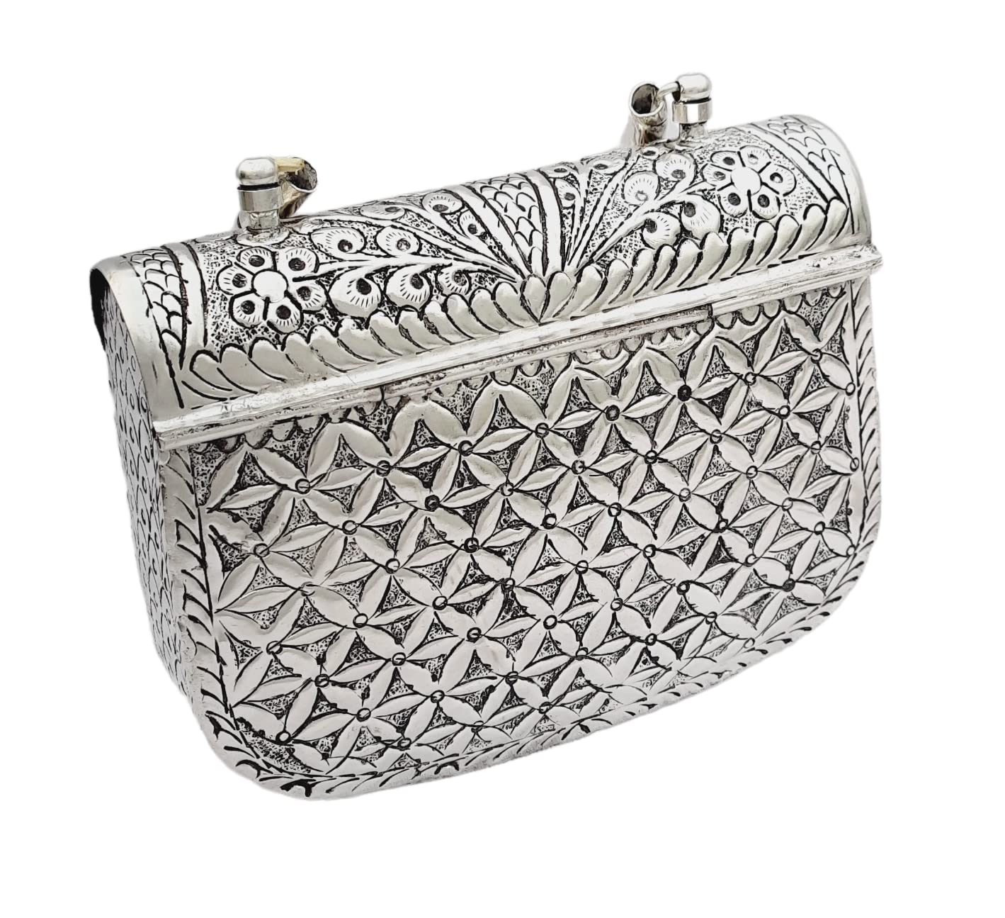 Trend Overseas Women's Antique Handmade Silver Handle metal Clutch