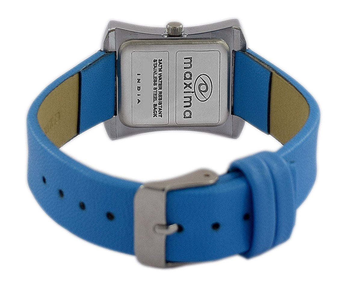 Maxima Leather E-Co Collection Analog Watch for Women 41331Lmlic, White Dial, Blue Band