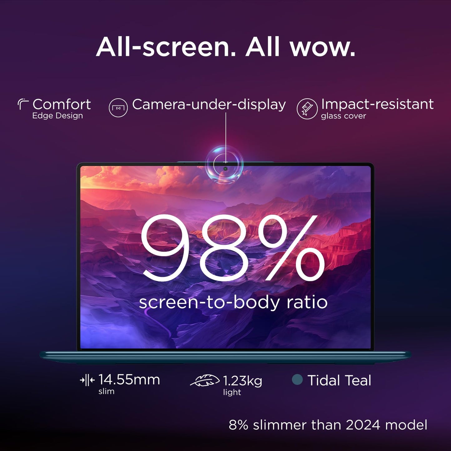 Lenovo Yoga Slim 9 Intel Evo Core Ultra 7 258V Touchscreen Laptop (32GB RAM/1TB SSD/14 (35.5cm)/4K WQUXGA OLED/AI PC AI Now/Copilot+ PC/Windows 11/Office 2024/1Yr ADP/Teal/1.2Kg), 83CX002LIN