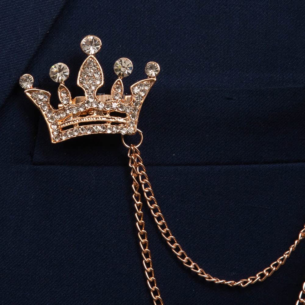 To The Nines Men's Crown Design with Rose Gold Chain Brooch