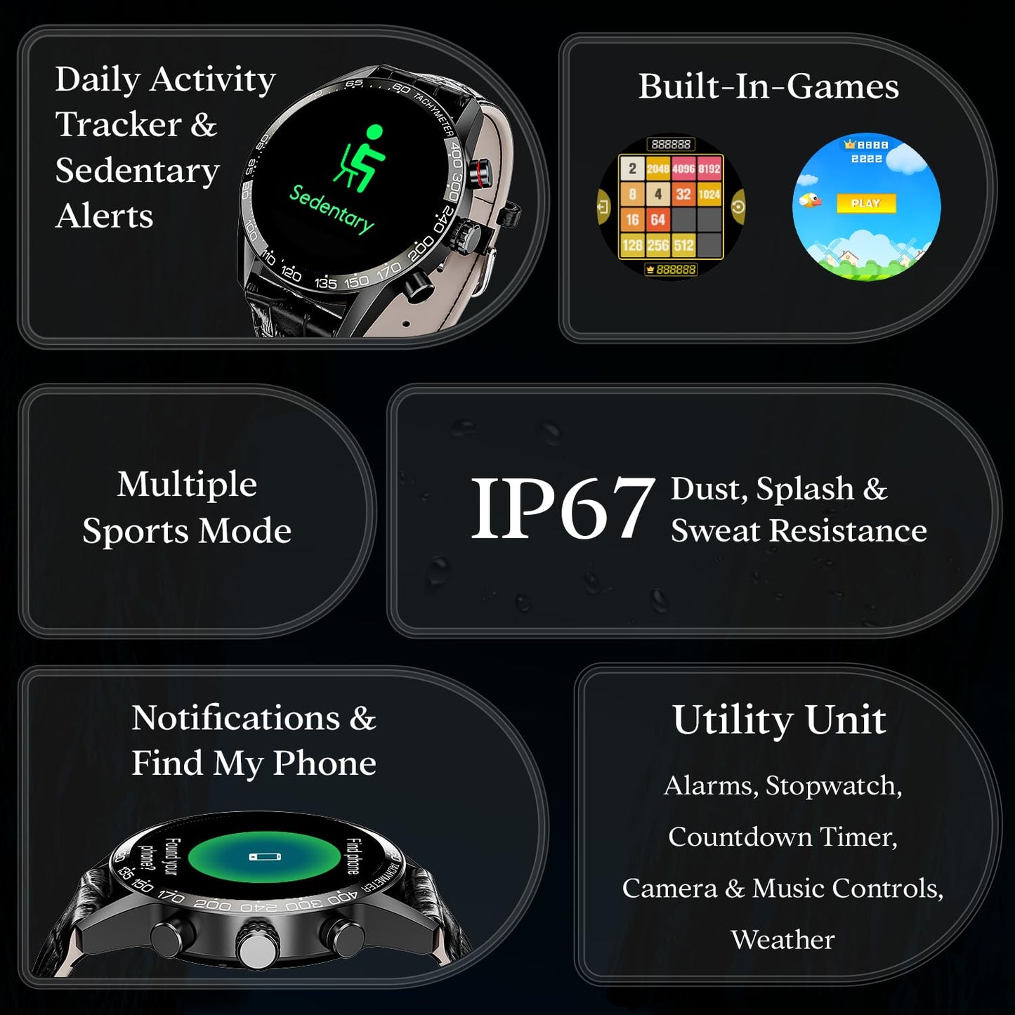 boAt Enigma Z40 Smart Watch w/ 1.32" (3.3 cm) HD Display, Luxurious Metal Body Design, 100+ Sports Mode, Female Wellness, Built-in Games, HR & SpO2, IP67(Black Leather)