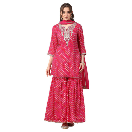 Biba Women Pink Poly Chinnon Straight Suit Set_32
