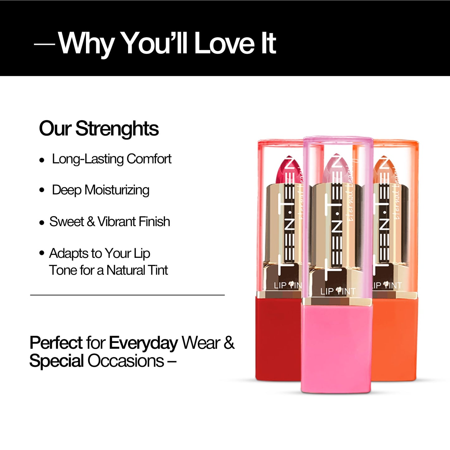 TEEN TEEN Crystal Lipstick Tint Gel & Jelly Formulation | Long-Lasting, Lightweight,Glossy Finish | Hydrating, Tint Blush, Lip Tint | All-Day-Comfort, Orange, 3.5gm