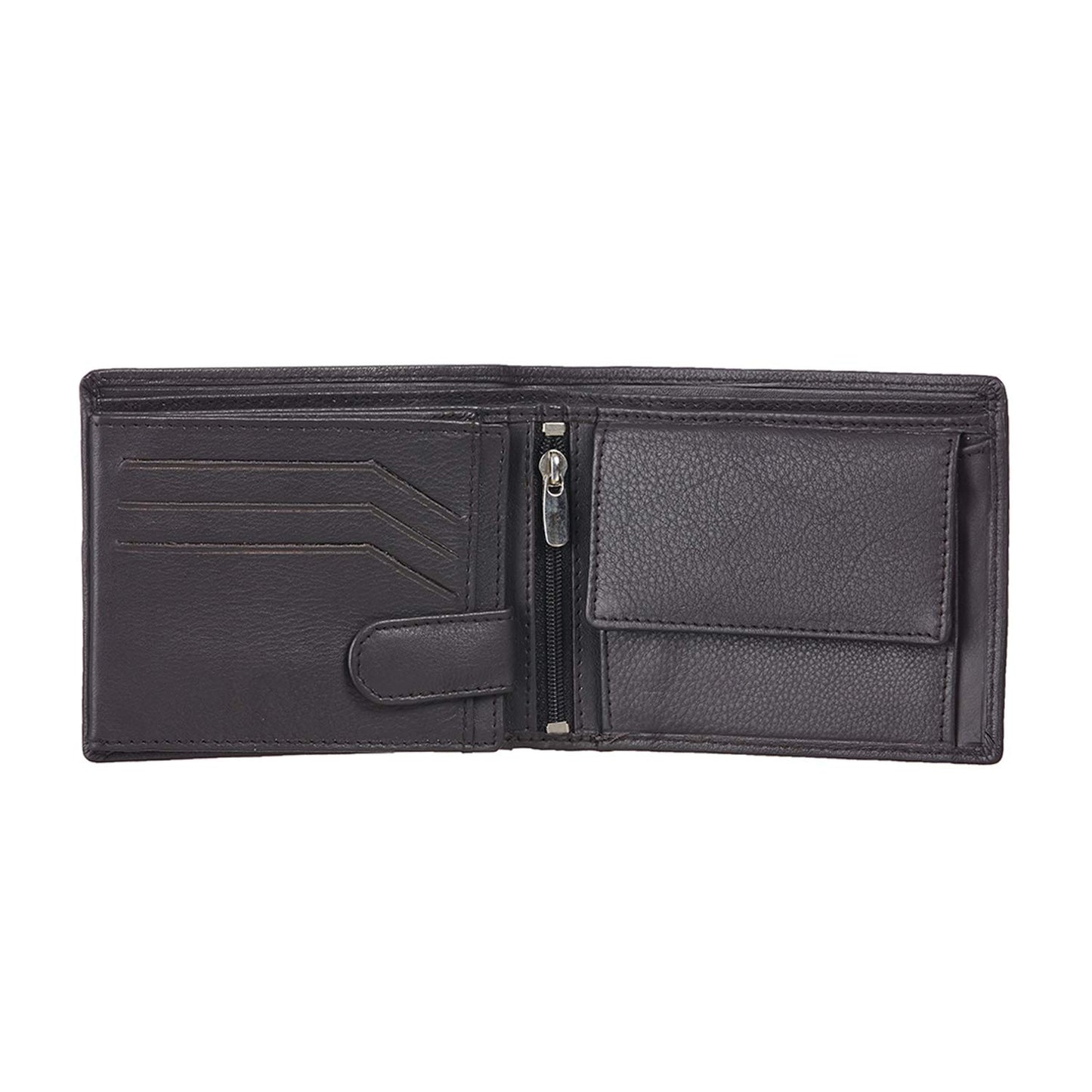 KARA Brown Bifold Men Leather Wallet - Slim Zipped Pocket Genuine Leather Wallet for Men with 9 Credi Card Holder Slot