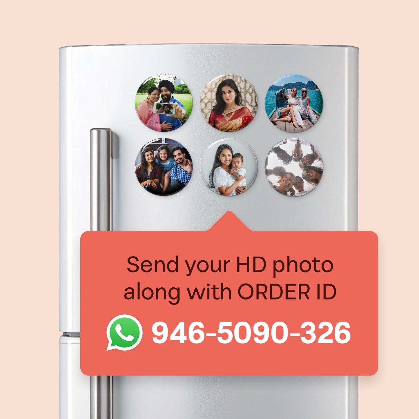 Divamism Fridge Magnet Customized Photo Set of 6 for Family 3X3 Inch Personalized Gifts for Women, Freeze Magnets Photo Frame, Wedding for Couples, Fridge Magnets Refrigerator Stylish