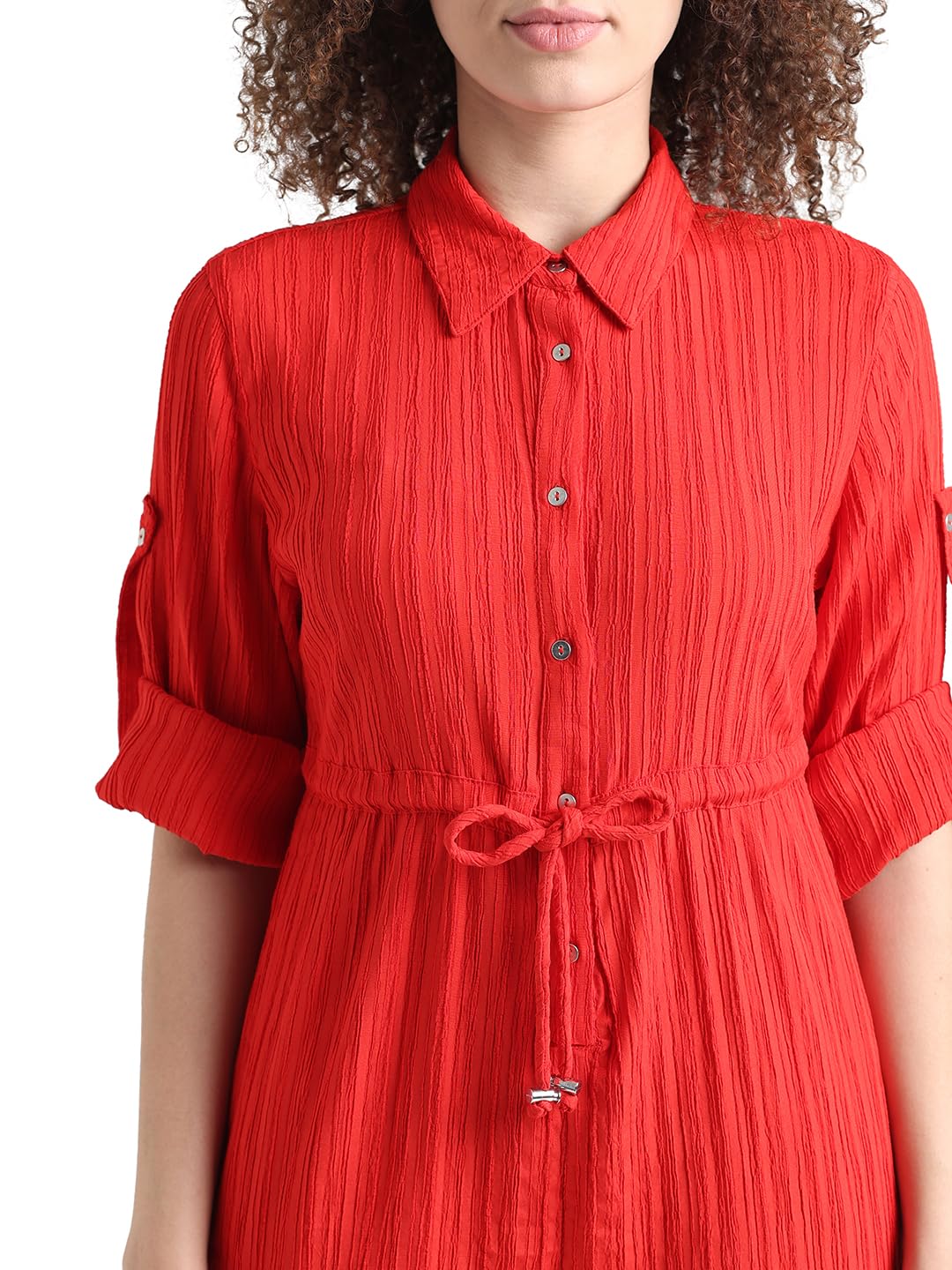 ONLY Women Solid Cotton Red Jumpsuit