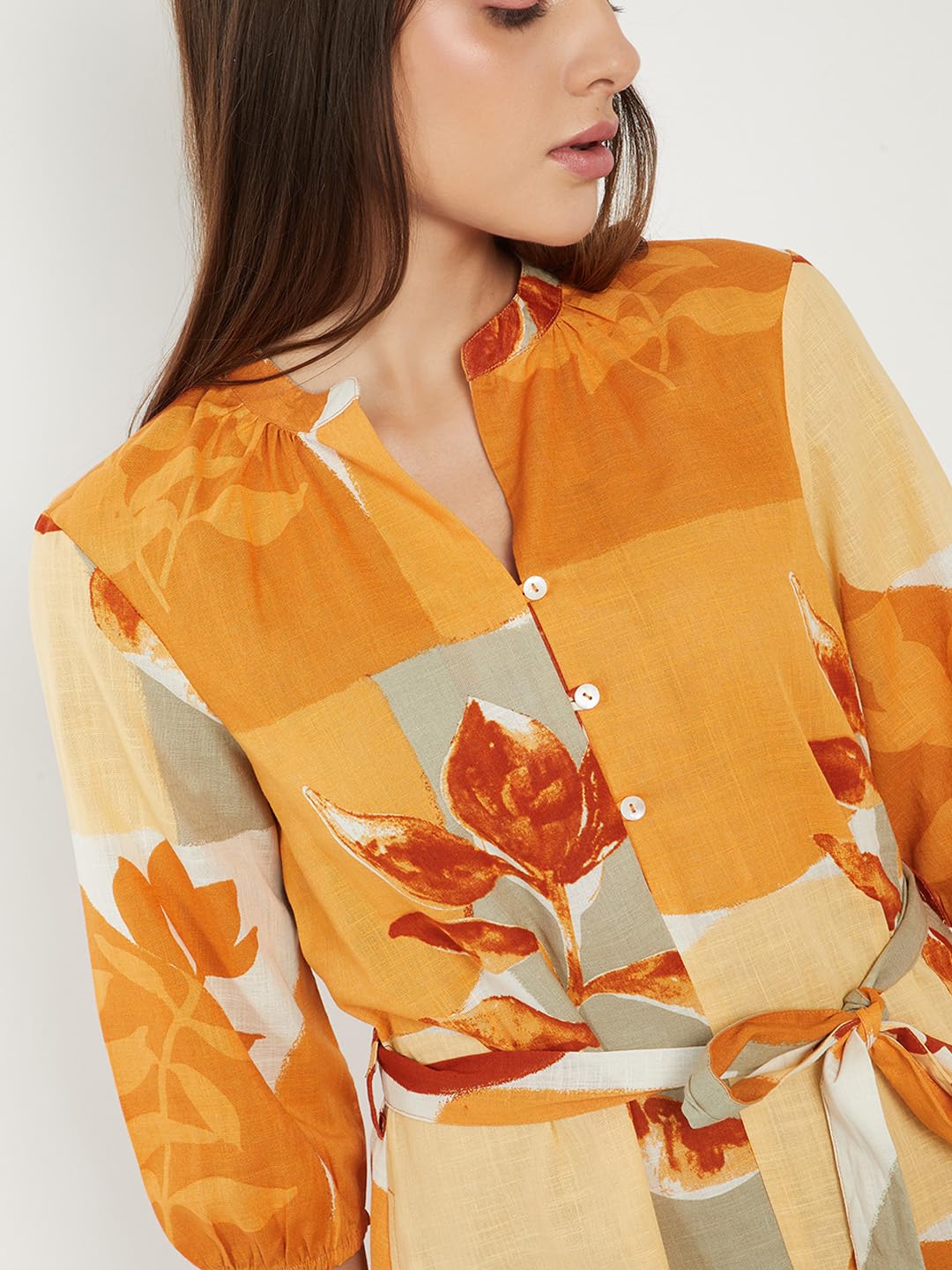 Max Women Floral Print A-line Dress(Multicolour_L)