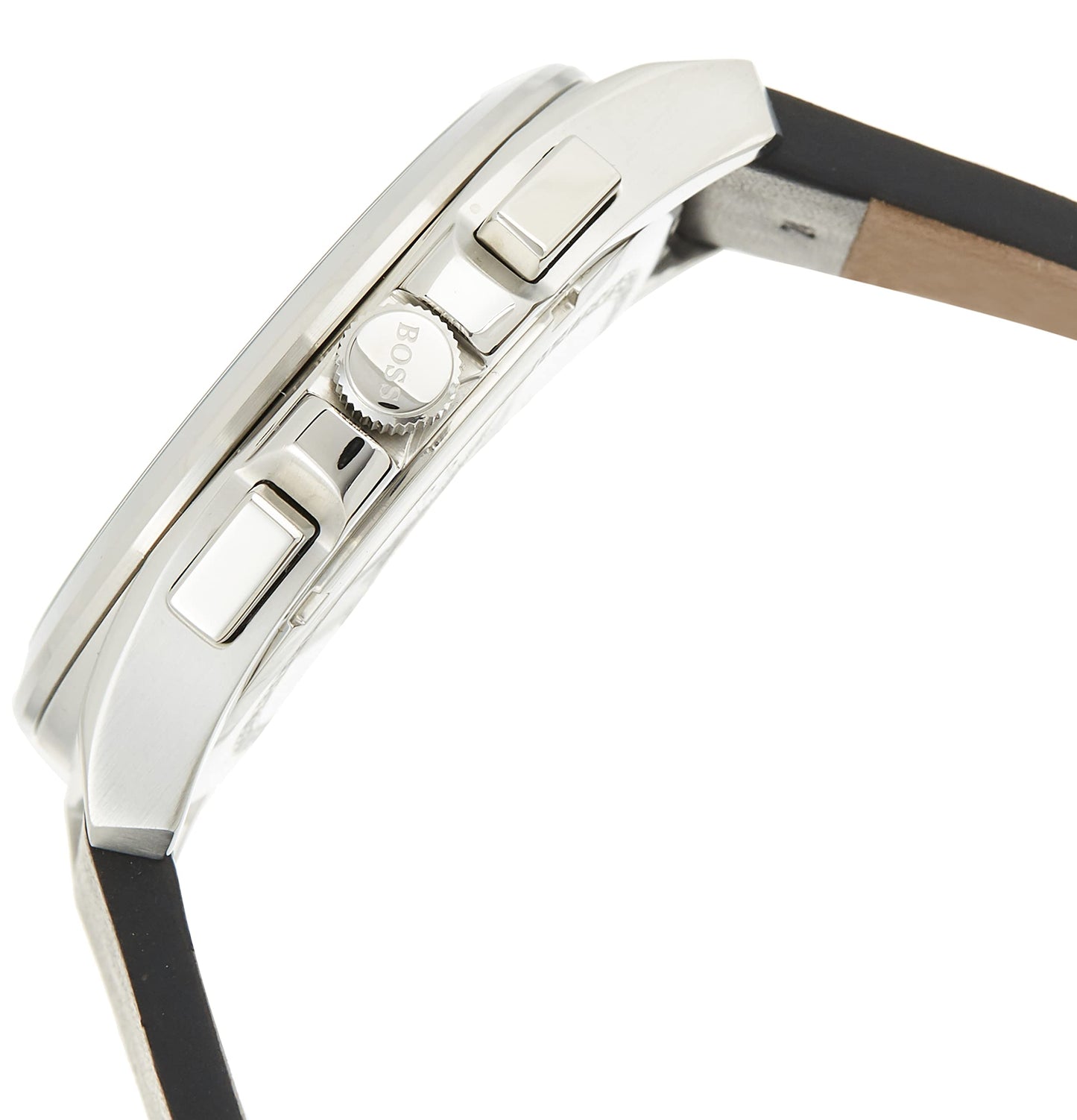 BOSS Hugo Leather Grandmaster Analog Black Dial Men Watch-1513881, Black Band