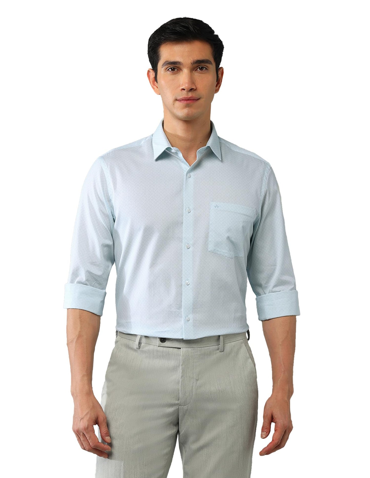 Arrow Regular Fit Twill Printed Shirt_ARAJSH0748_42 Light Green
