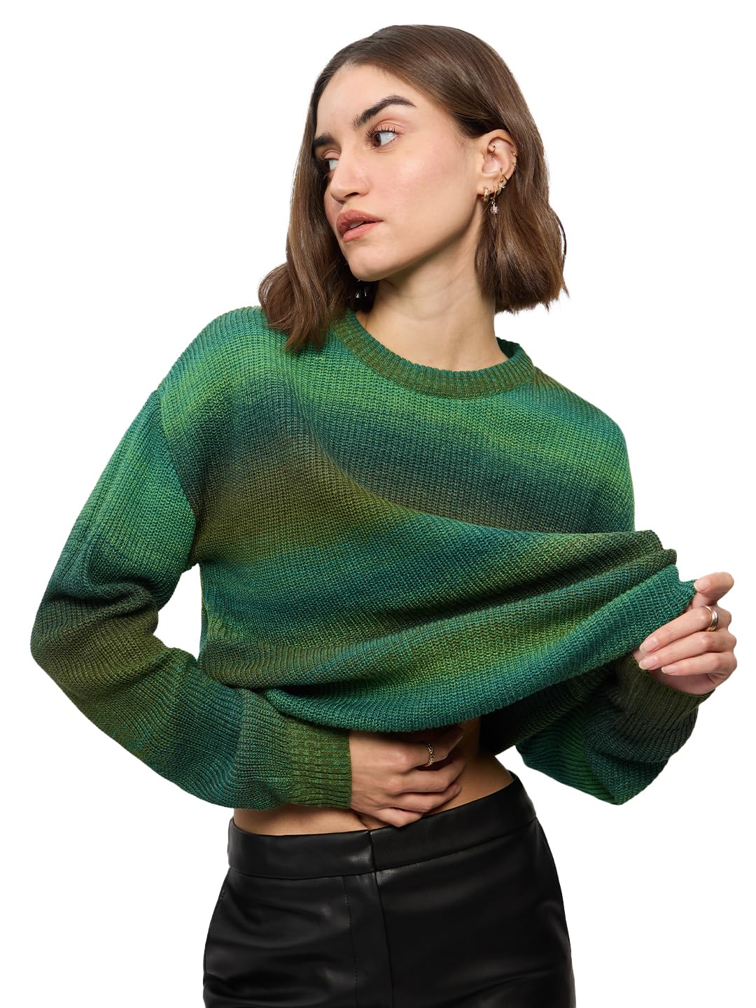 The Souled Store Knitted Ombre Sweater : Fern Cable Knit Women Oversized Sweater