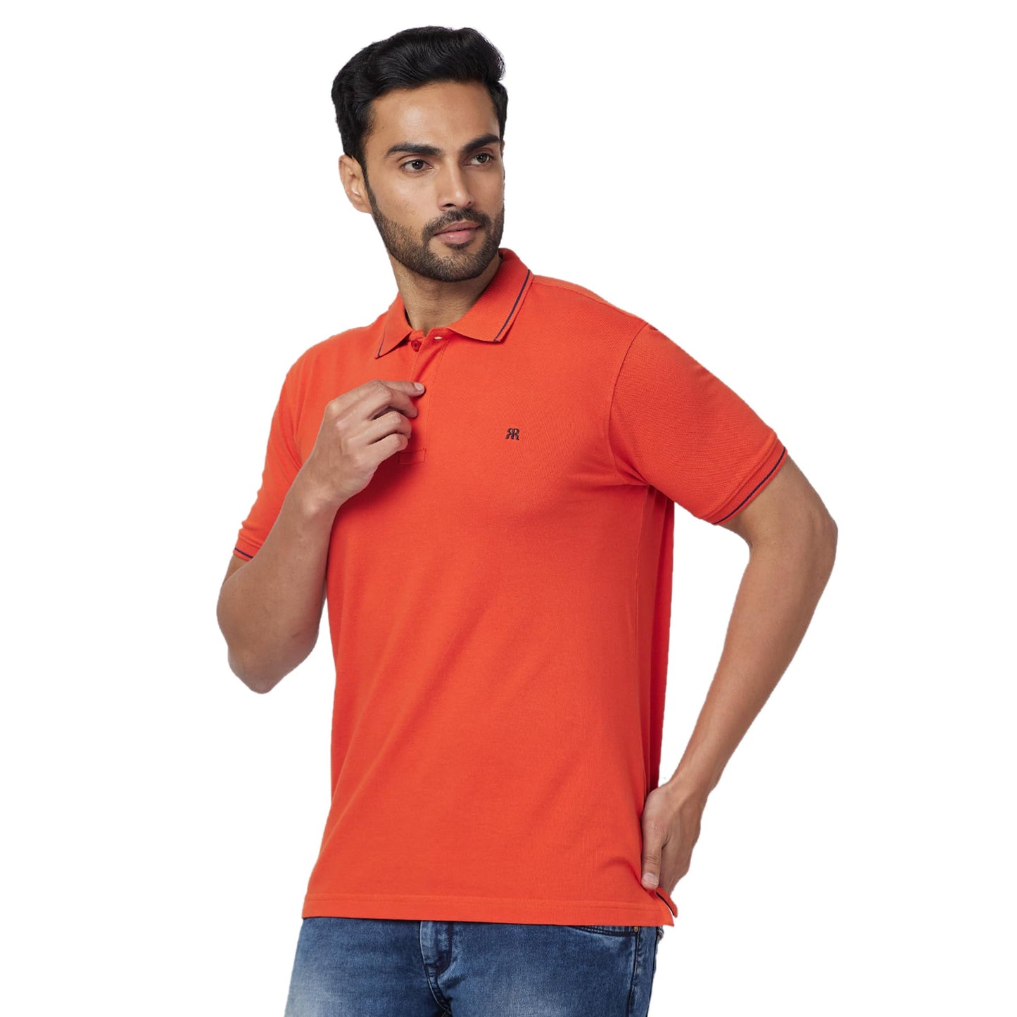 Raymond Men Contemporary Fit Solid Pattern Pure Cotton Polo Neck Half Sleeve Casual T-Shirt (Size: 46)-RCKD01195-R6 Dark Red