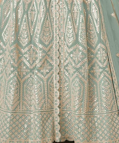 RUDRAPRAYAG Georgette Embroidery Semi Stitched Flared Floor Length Anarkali Gown For Women