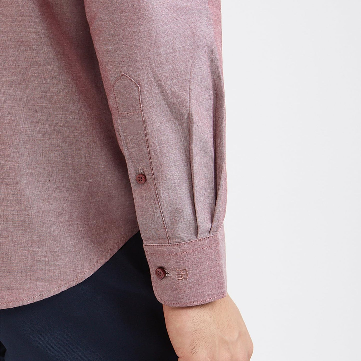 Raymond Men Slim Fit Solid Pattern Pure Cotton Semi Cutaway Collar Full Sleeve Formal Shirt (Size: 42)-RMSX12950-R6 Red