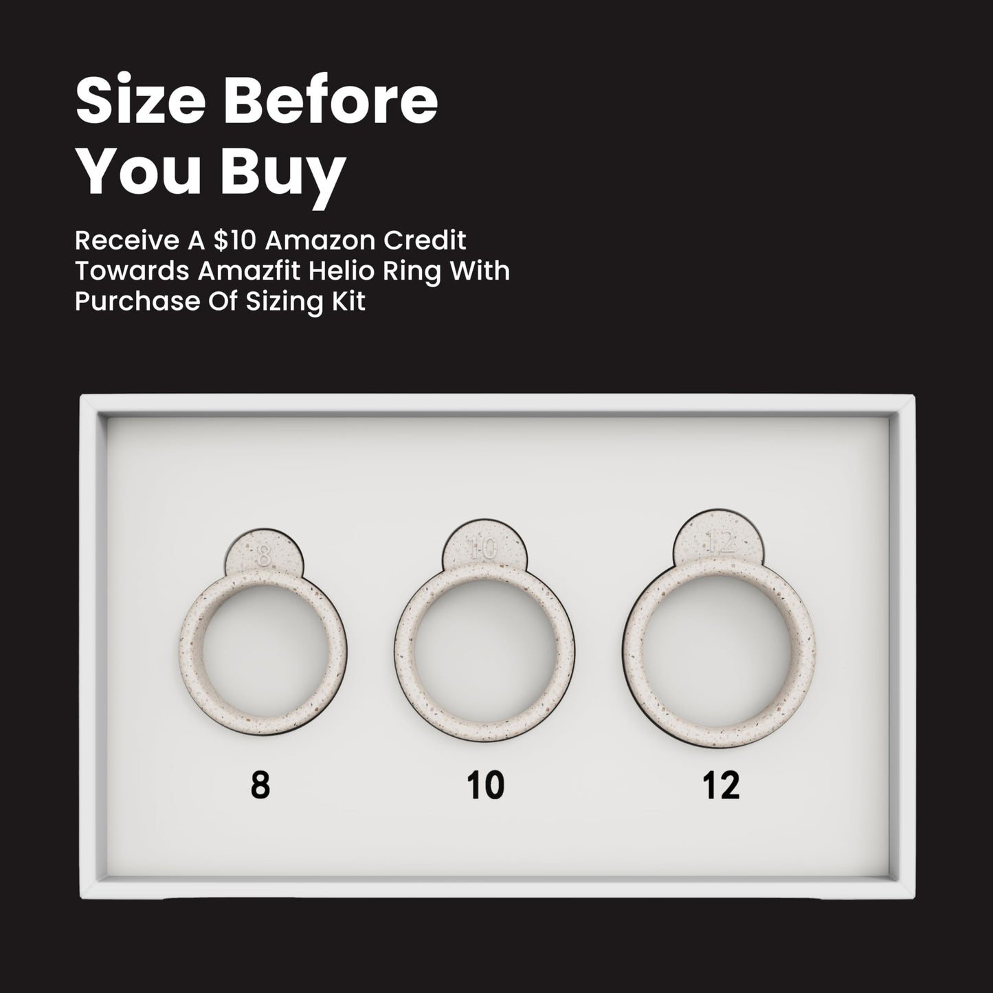 Amazfit Helio Smart Ring, Wearable Fitness Tracker, Sleep Heart Rate Health Monitor, No App Subscription, 4 Days Battery Life, Fast Wireless Charging, 10 ATM Water-Resistance (Size 8)