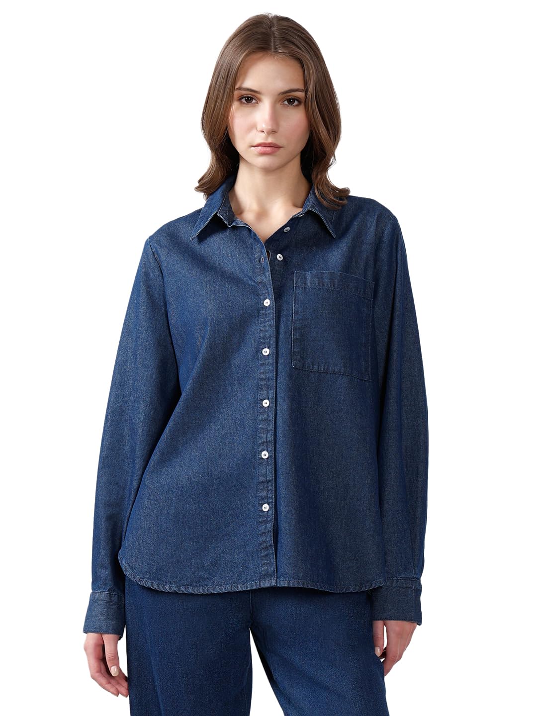VERO MODA Women's Regular Fit Blue Shirt