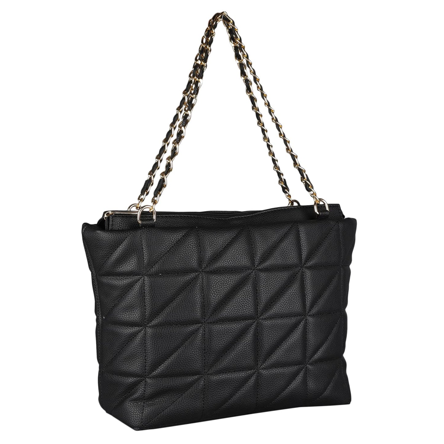 MINI WESST Women's Black Solid/Plain Pattern Shoulder Bag for Office and College