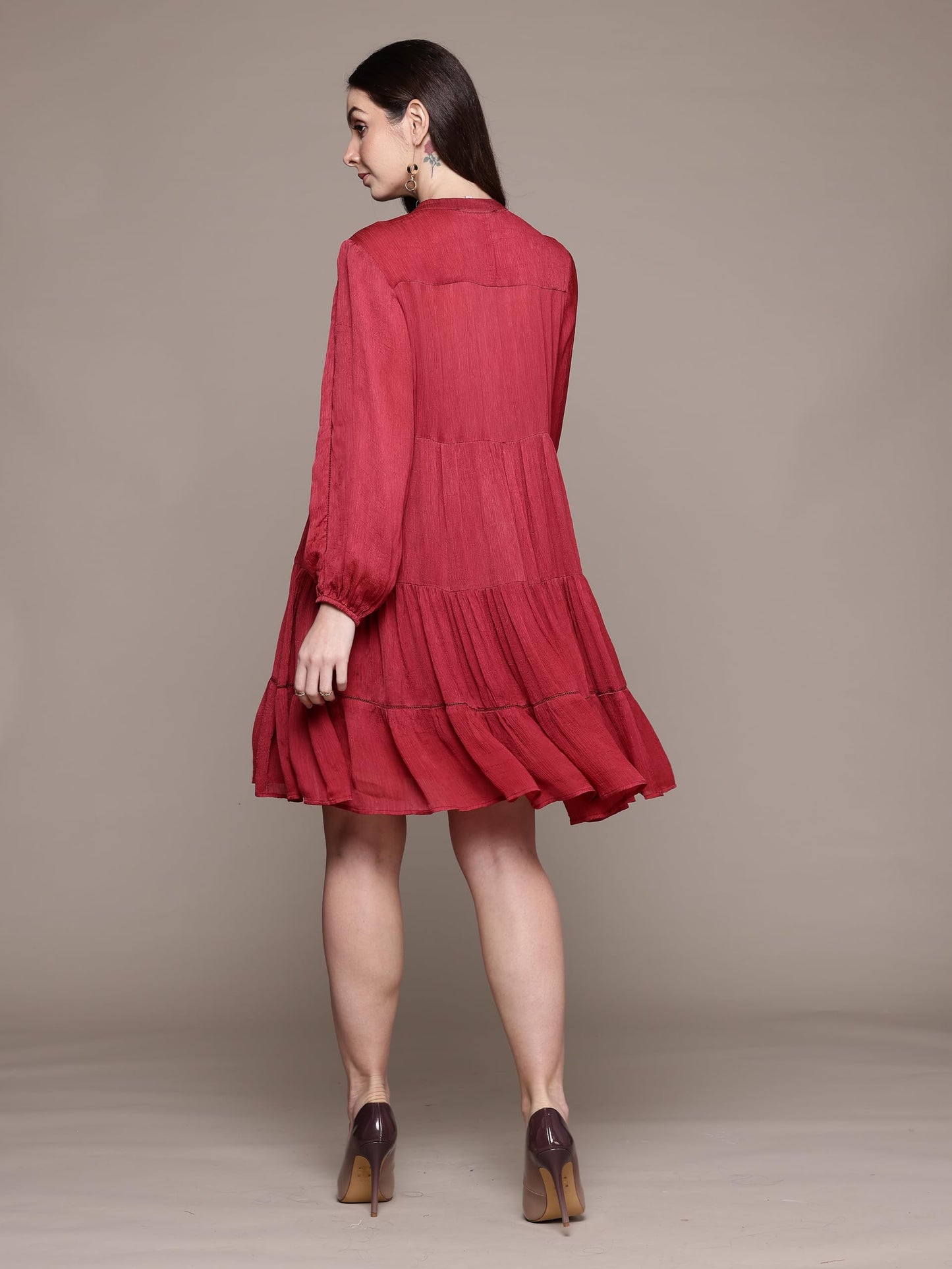 Ritu Kumar Red Essential-Mahi Short Dress