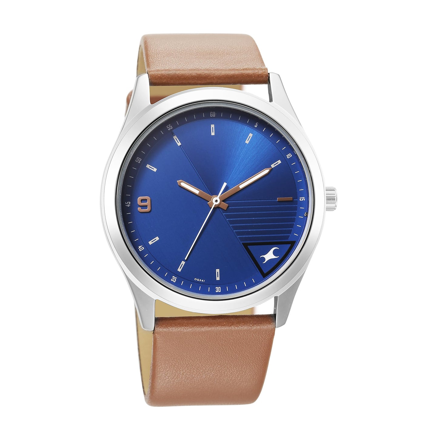 Fastrack Stunners Quartz Analog Blue Dial Brown Leather Strap Watch for Guys