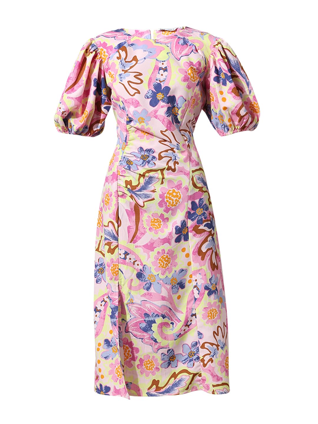 ONLY Women Printed Polyester Pink Midi Dress