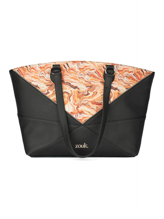 ZOUK Rhea Kapoor Tote Bag - Nicobar Coral | Elegant Vegan Leather Tote for Women | Multicolor