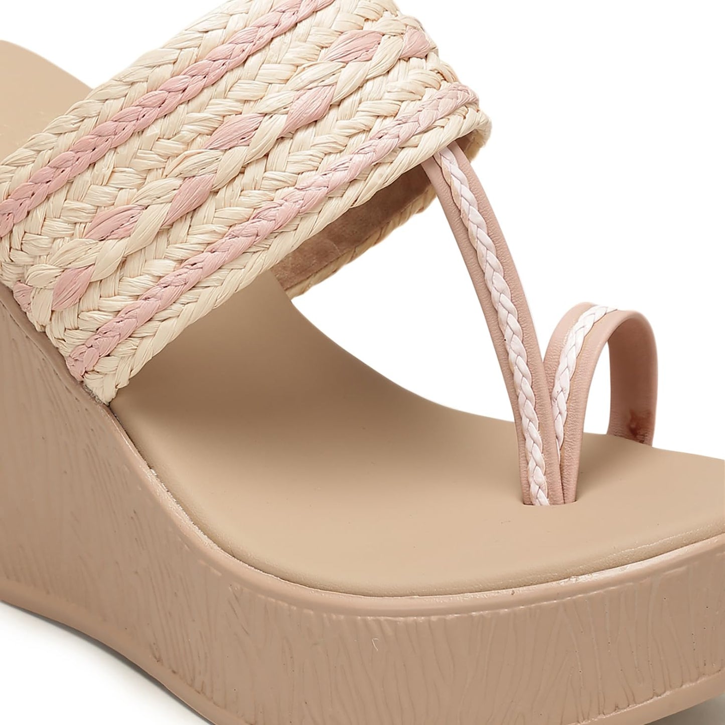 Marc Loire Women Embellished Ethnic One-Toe Wedge Heels | Slip-On Sandals with Comfortable Sole (Purple, UK Footwear Size System, Adult, Women, Numeric, Medium, 3)