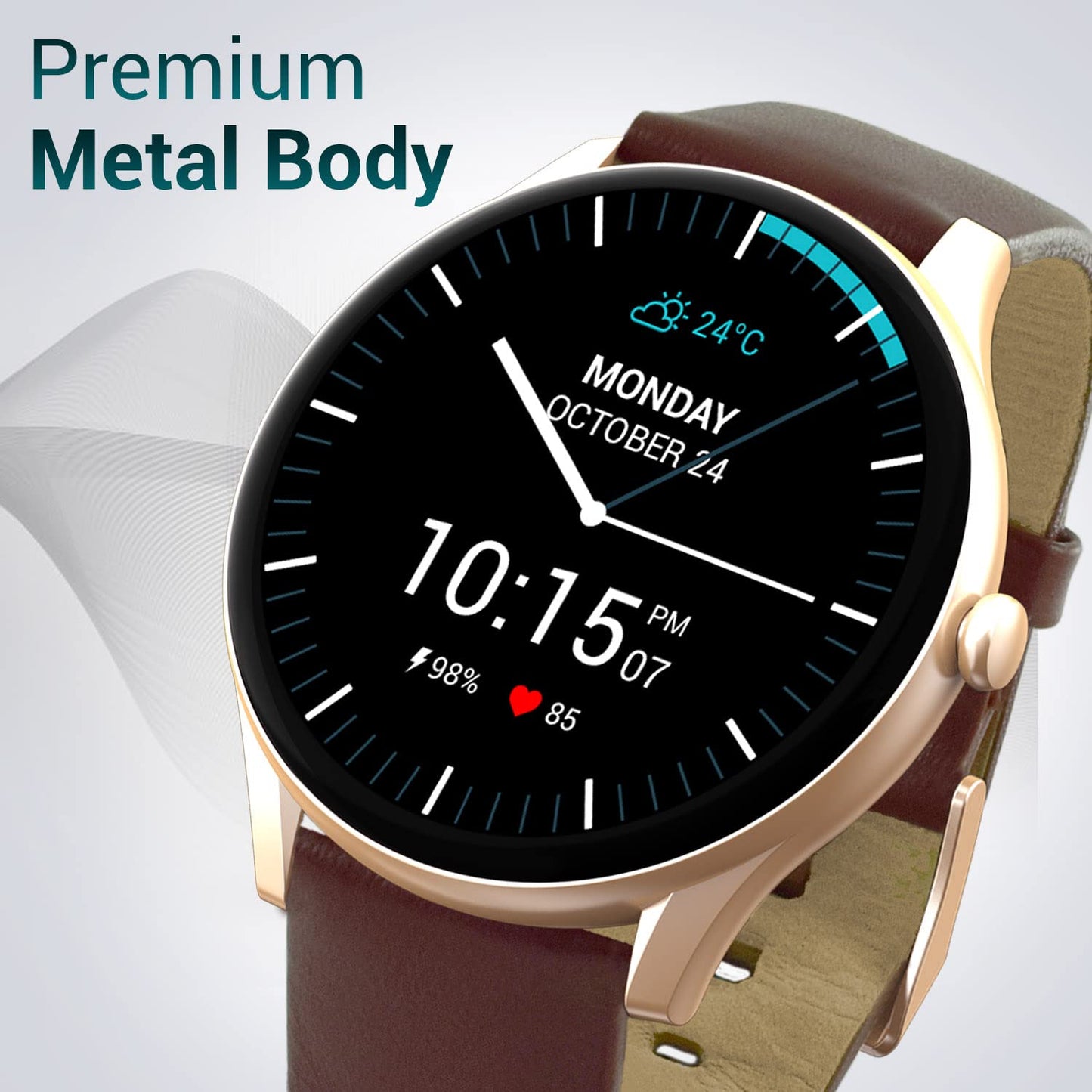 Maxima Nitro 1.39" HD Large Round Bluetooth Calling Smart Watch| 600 Nits| One Tap Connect| Metallic Design| 8 Days Battery| AI Voice Assist| 100+ Sports Mode| Calculator Smartwatch for Men and Women