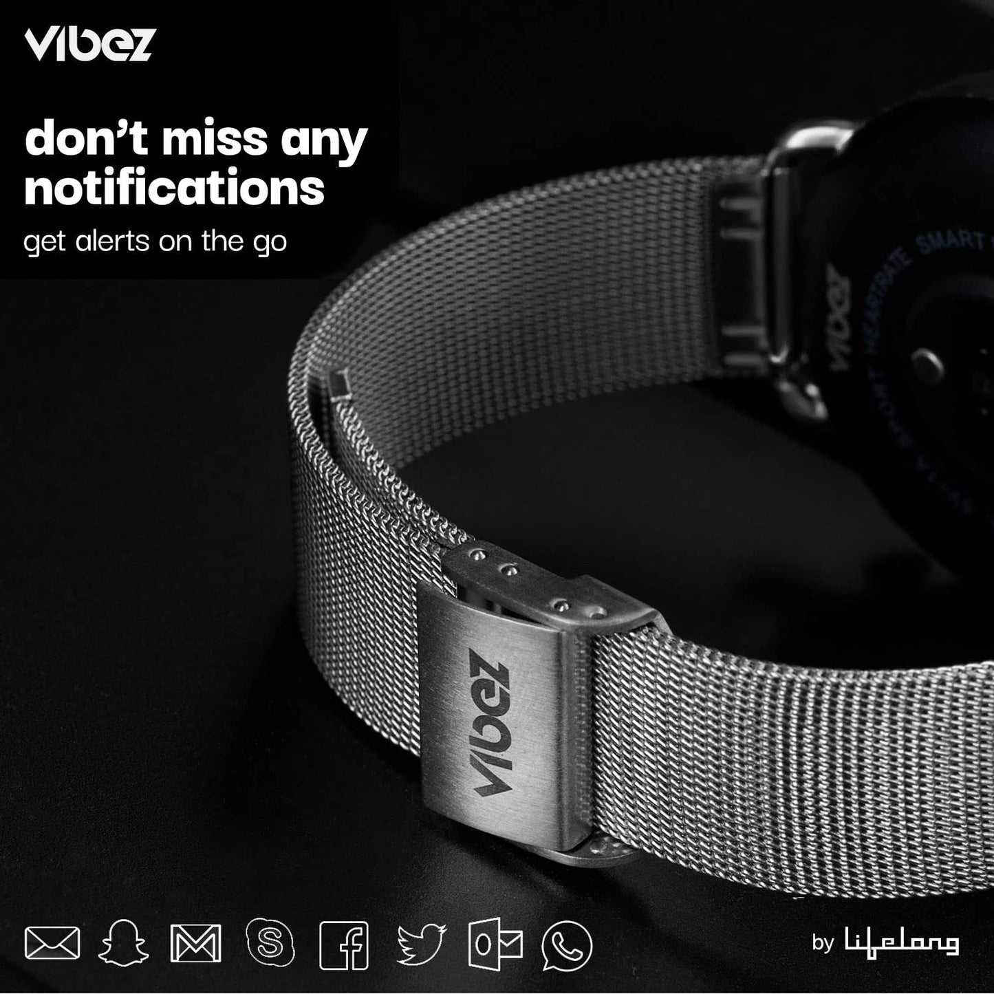 Vibez by Lifelong Ornate Smartwatch For Women with HD Display|Body Temprature |24x7 Heart Rate & SpO2 Tracking|8 Sports Mode|Sleep Monitor|IP67|7 days Battery Backup (VBSWW45, 1 Year Manufacturer Warranty, Silver)