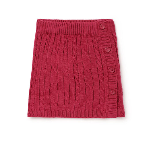 United Colors of Benetton Side Button Cable Knit Regular Skirt (Size: 3-4 Years)-3-4 Years Pink