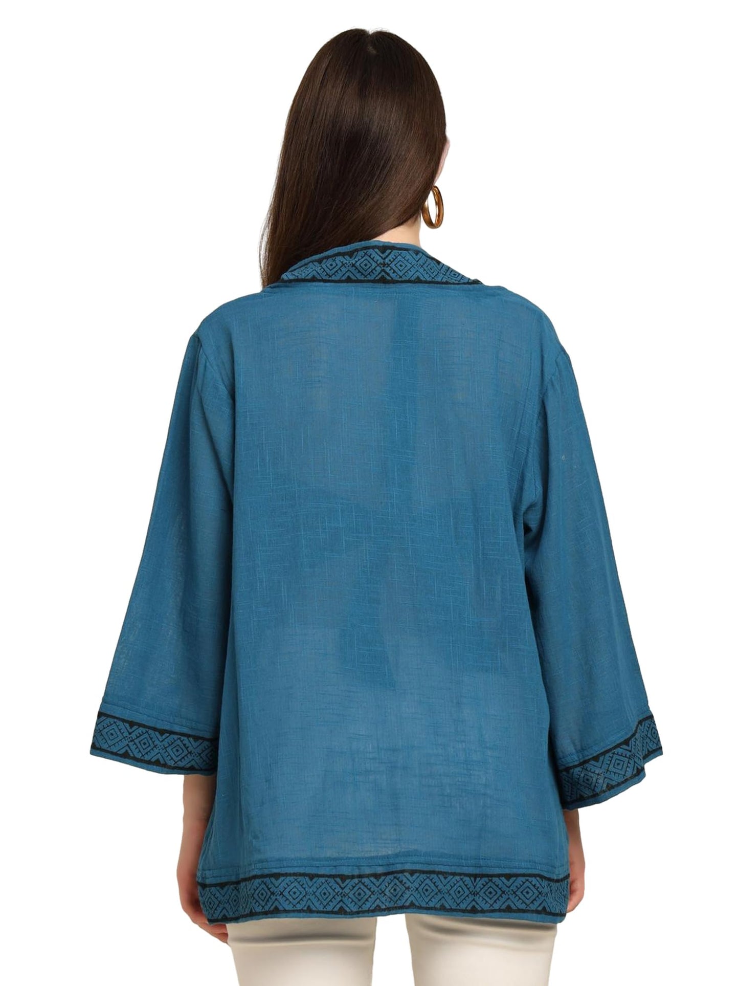 KE KANHA EXPORTS Shrugs for Women Stylish | Cover up on Jeans Tops for Women | Western Beach Outfits | Summer Clothes | Kimono Length Option Short | Medium | Long Blue
